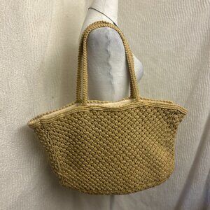 Tone It Up Crochet Raffia Tote Bag NWOT Large Boho Straw Shoulder Bag